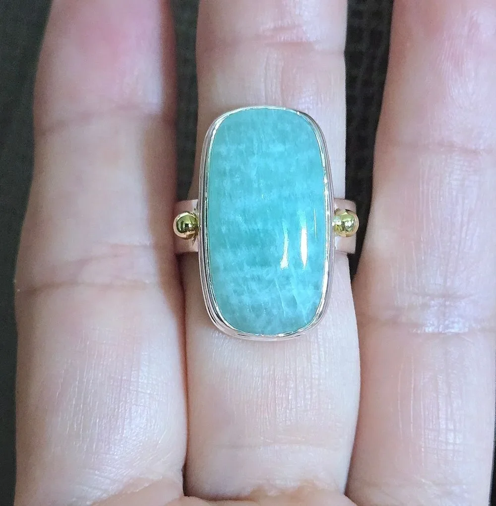 Shivam Rectangular Amazonite Statement Ring💍 - NWT